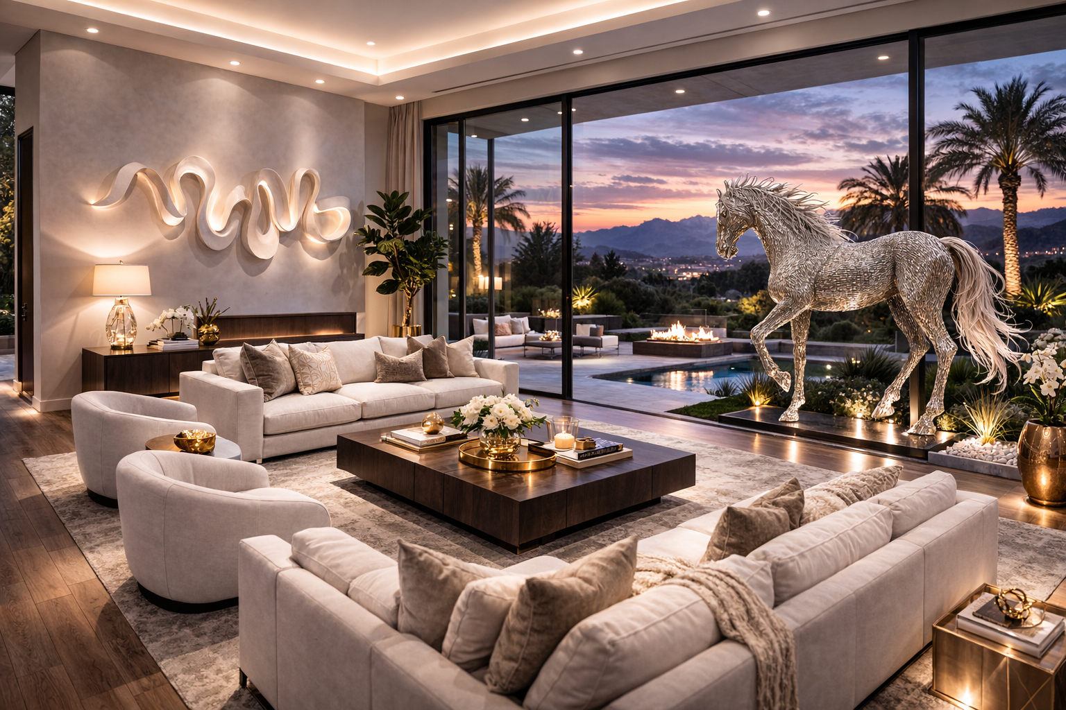 Luxury furniture in elegant living room setting